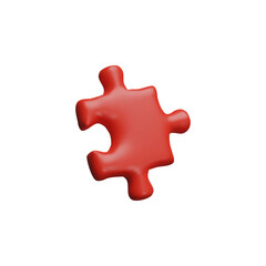 Obraz premium Vector 3D illustration of puzzle piece, red on isolated background.