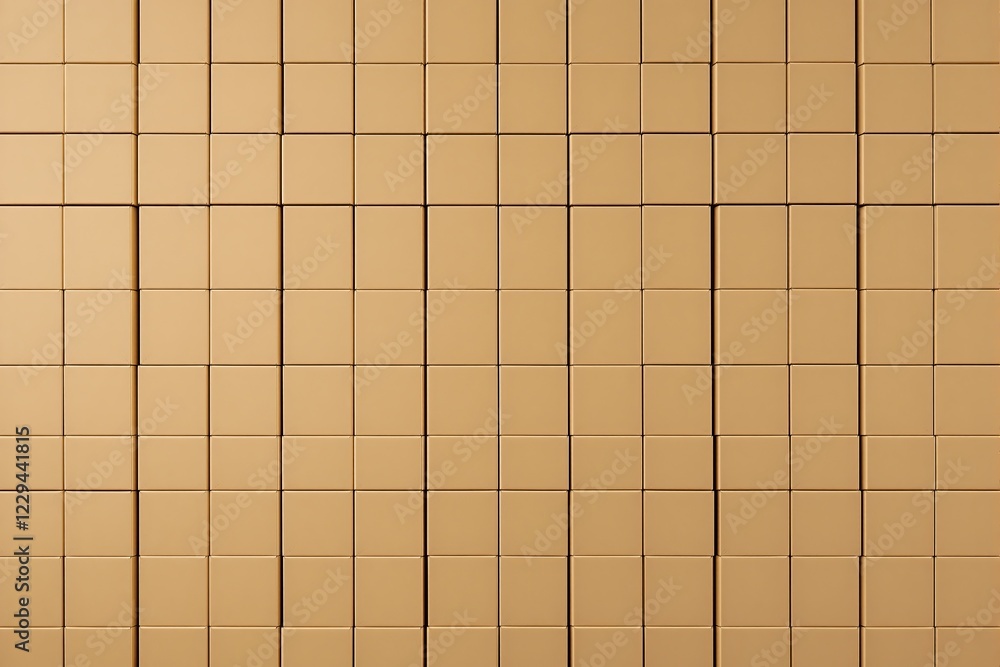 Poster rows of stacked brown cardboard boxes forming a geometric pattern, viewed from the front. minimalist