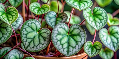 Heart-Shaped String of Hearts Plant Close-up Landscape