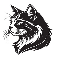 Black and White Engraved Cat Vector  Detailed Feline Illustration 