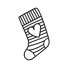 Stocking outline with heart design for holiday decoration