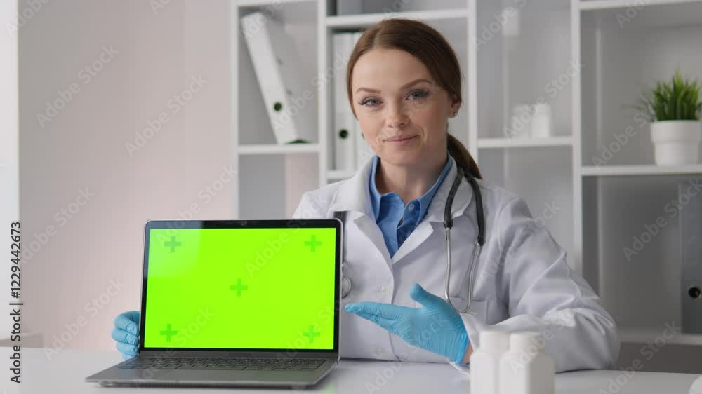 Poster a dedicated healthcare professional is showcasing the innovative usage of a green screen on their la