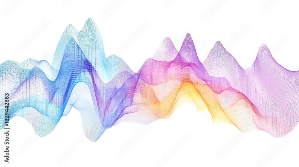 Poster vibrant abstract waveforms: a journey through color and emotion in fluid design