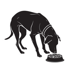Black and White Dog Eating Silhouette Vector Transparent Background