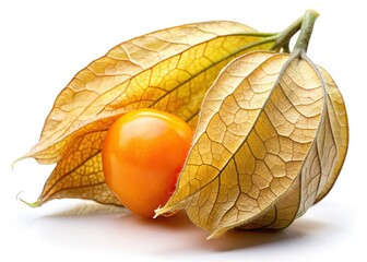 Isolated Cape Gooseberry, High Depth of Field, Physalis Fruit, White Background, Photorealistic
