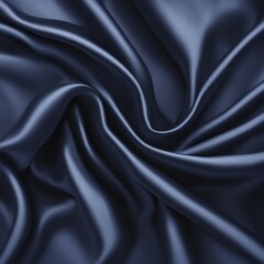 Obraz premium Glossy, smooth blue satin fabric with gentle wrinkles and fine texture, AI generated