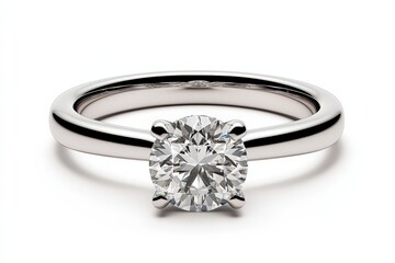 Elegant diamond engagement ring on a white background showcasing its brilliance and clarity.