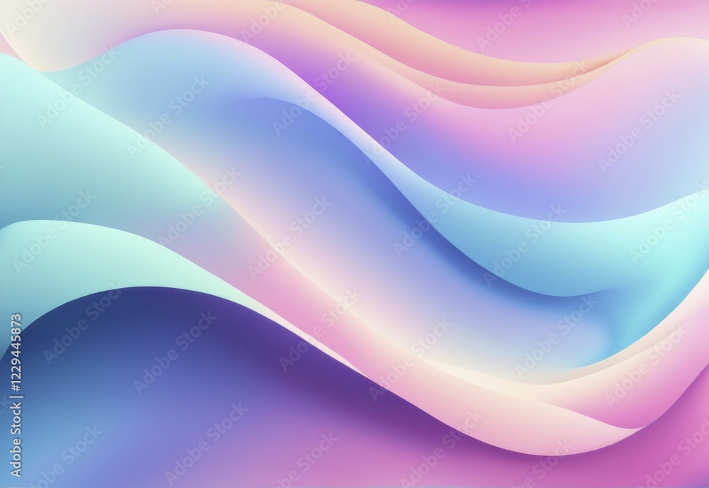 Poster light abstract image with gradient waves in pastel colors, creating a soft and flowing atmosphere, a