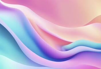 Smooth pastel waves with a gradient of pink, blue, and purple tones creating a light and flowing effect, AI generated