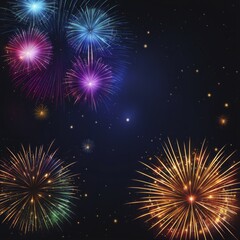 Fototapeta premium A vibrant display of colorful fireworks exploding against a dark night sky, AI generated
