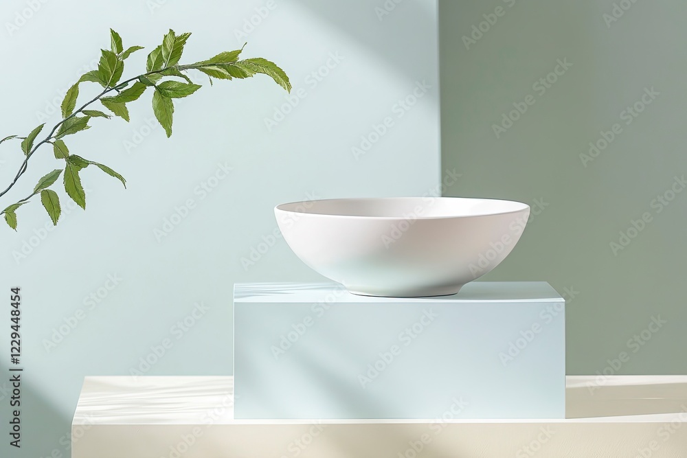Poster abstract minimal background with geometric shapes and podium for product display presentation. 3d re