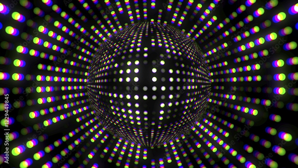 Poster bright flashing dots, 3d rendering, computer generating background