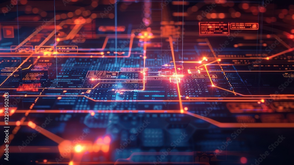 Aufkleber abstract representation of digital circuits and data flow in a futuristic technology environment