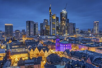 St Paul's Church in Frankfurt am Main will be illuminated in blue on 10 December 2023,...