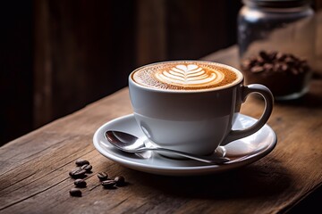 coffee cup smoke black background Black and white photo
