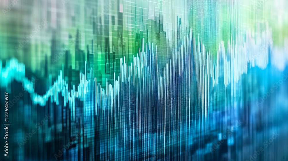 Poster dynamic abstract data visualization in blue and green hues