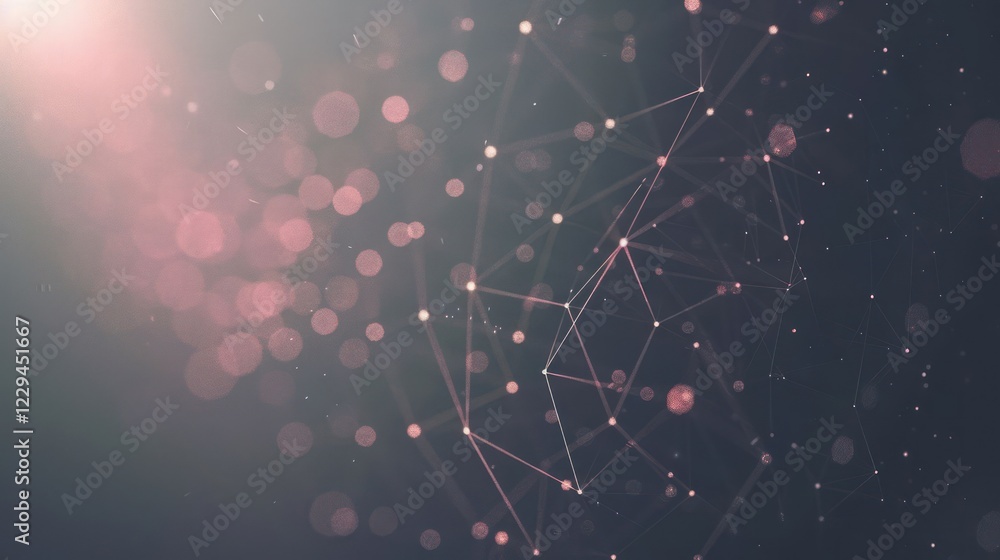 Poster abstract background with glowing particles and interconnected lines creating a digital atmosphere