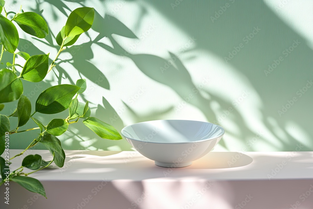 Poster abstract minimal background with geometric shapes and podium for product display presentation. 3d re