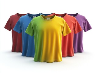 Colorful t-shirts on white background, ready for design