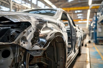 Fototapeta premium a car and its parts after painting in paint shop full