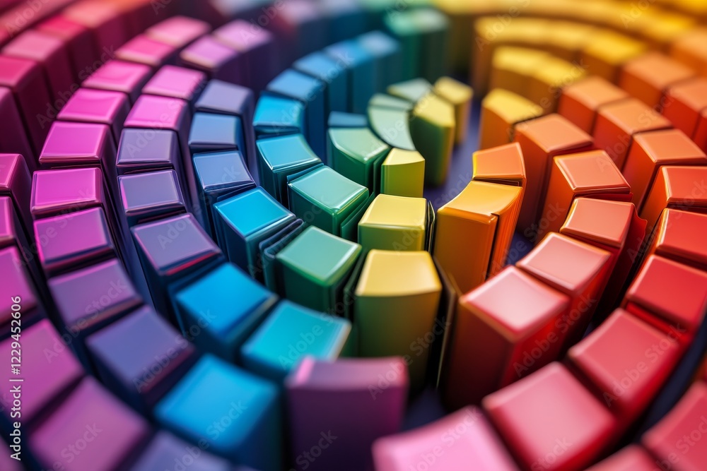 Poster this image features vibrant colorful blocks arranged in a mesmerizing spiral pattern, showcasing an 