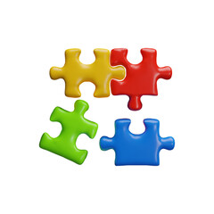 Obraz premium 3D colorful jigsaw puzzle pieces connection process, vector assembling jigsaw part, problem solving, success strategy