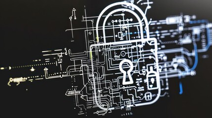 Abstract digital illustration of a padlock symbolizing cybersecurity and data protection