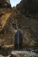 The largest waterfall on Tenerife island, Barranco del Infierno canyon, Tenerife island, Canary...