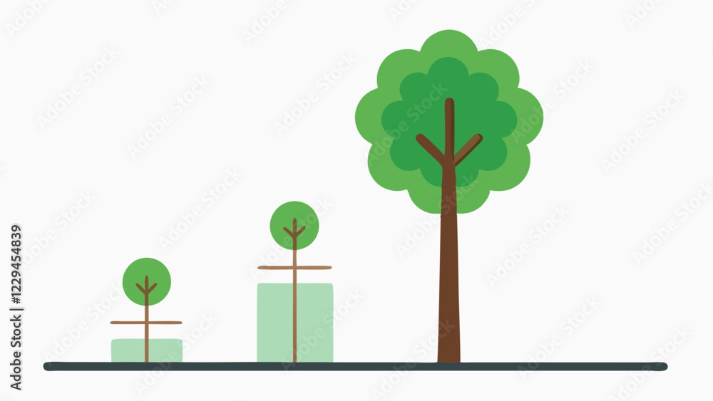 Poster tree growth chart a tree that starts small at the base with its growth rings marked in increasing si