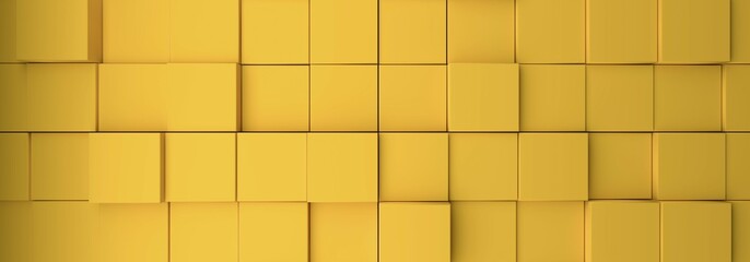 Abstract modern background with yellow cubes, 3d rendering