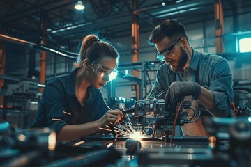 An Architect team electronic technician man and woman