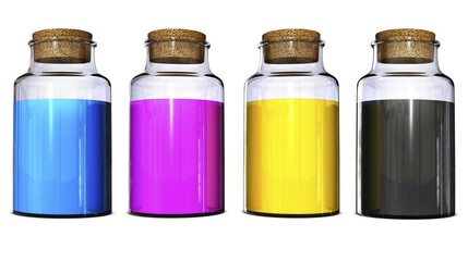 3D rendering of cmyk glasses