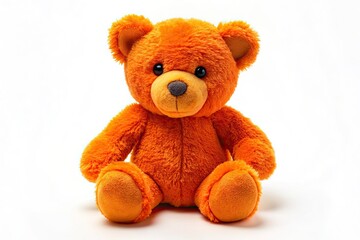 Obraz premium Orange Teddy Bear, White Background, Product Photography, Plush Toy, Cute Bear