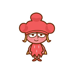 笑顔の赤い帽子を被り赤い服を着た女の子