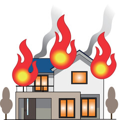 火事で燃える住宅
