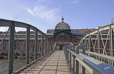 Fischauktionshalle building with a bridge, Altona district, Hamburg, Germany, Europe