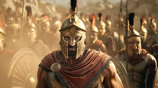 King Leonidas and his spartan hoplites army