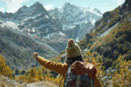 An El excursionista le da una mano a la china mientras