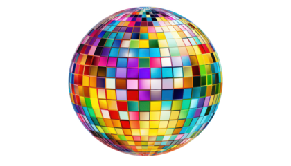 Shiny disco mirror ball isolated on transparent background