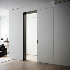 Invisible Door Concept – A hidden door blending seamlessly into the wall, maintaining a clean and unbroken surface.