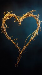 Heart shape made of twigs and branches.