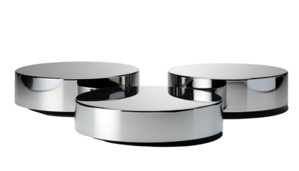 shiny silver round pedestal isolated on transparent background