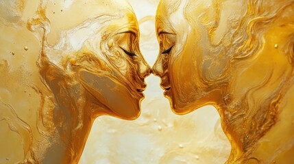 A tender moment of connection depicted in art.