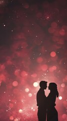 Romantic silhouette with glowing backdrop.