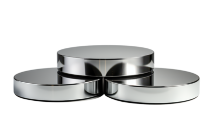 shiny silver round pedestal isolated on transparent background