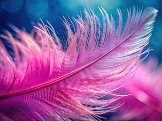 Obraz premium Pink Feather Macro, Vintage Photography, Minimalist Background