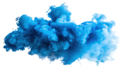 Fototapeta premium Vibrant blue smoke cloud on transparent background. Transparent background
