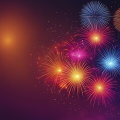 Naklejka premium Colorful fireworks lighting up the dark sky, creating a joyful and festive celebration scene, AI generated