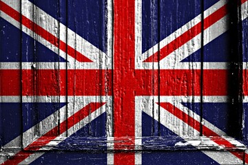 Fototapeta premium Flag of United Kingdom painted on wooden frame