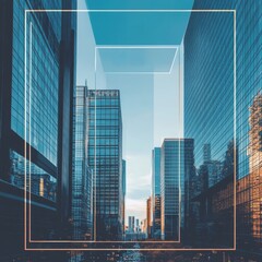 Obraz premium Flyer, Cover Annual Report with Illustrations of Cityscapes and High-Tech Skyscrapers, presentation book cover templates.